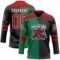 Custom Black Red Kelly Green-White Split Fashion Hockey Lace Neck Jersey