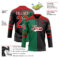 Custom Black Red Kelly Green-White Split Fashion Hockey Lace Neck Jersey
