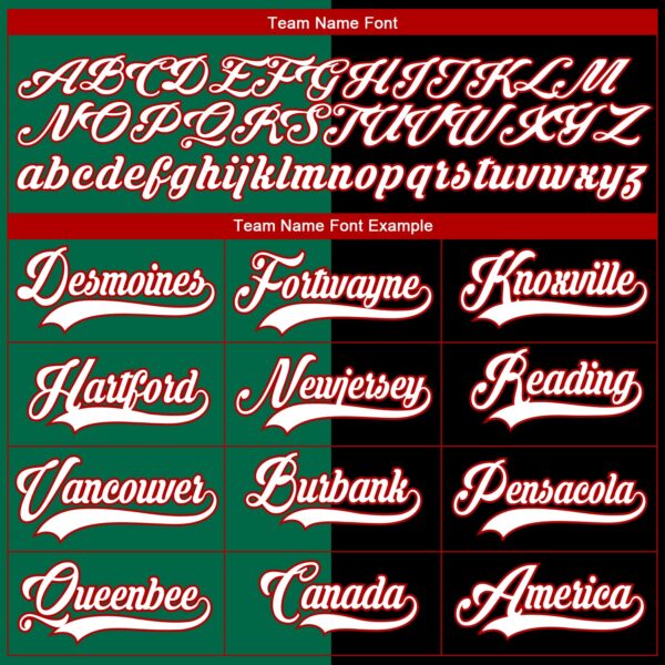 Custom Black Red Kelly Green-White Split Fashion Hockey Lace Neck Jersey