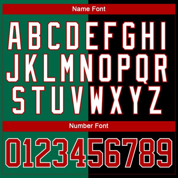 Custom Black Red Kelly Green-White Split Fashion Hockey Lace Neck Jersey