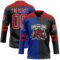 Custom Black Red Royal-White Split Fashion Hockey Lace Neck Jersey