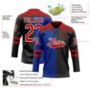 Custom Black Red Royal-White Split Fashion Hockey Lace Neck Jersey