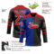 Custom Black Red Royal-White Split Fashion Hockey Lace Neck Jersey