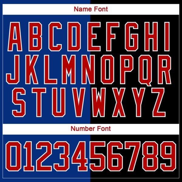 Custom Black Red Royal-White Split Fashion Hockey Lace Neck Jersey