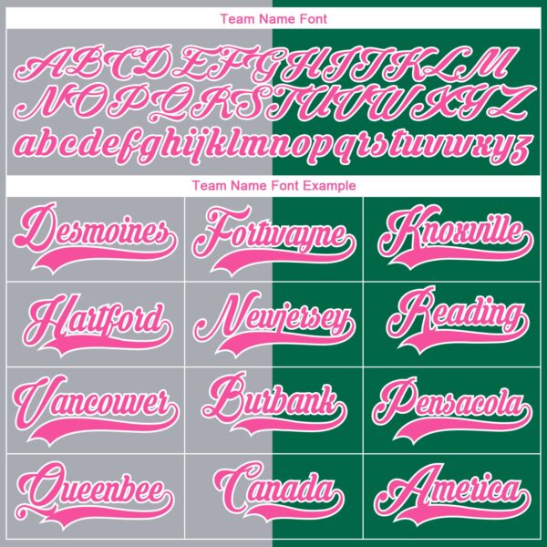 Custom Kelly Green Pink Gray-White Split Fashion Hockey Lace Neck Jersey