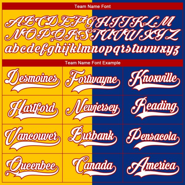 Custom Royal Red Yellow-White Split Fashion Hockey Lace Neck Jersey