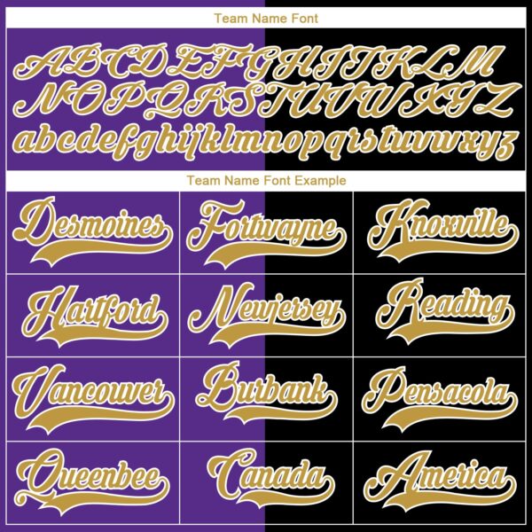 Custom Black Old Gold Purple-White Split Fashion Hockey Lace Neck Jersey