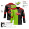 Custom Black Red Neon Green-White Split Fashion Hockey Lace Neck Jersey