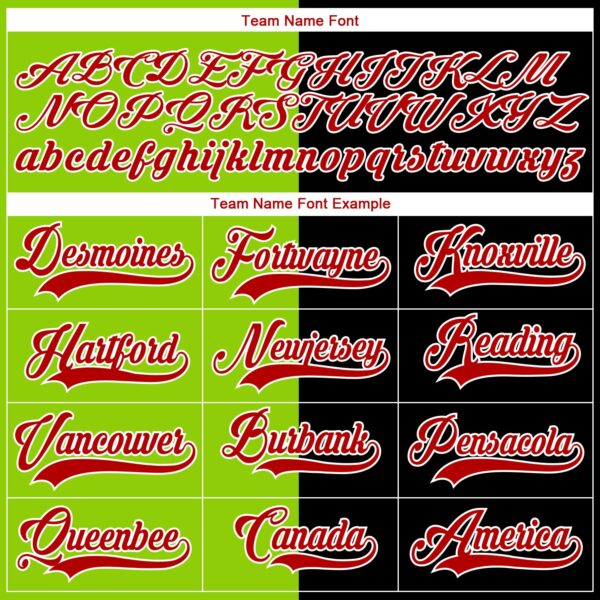 Custom Black Red Neon Green-White Split Fashion Hockey Lace Neck Jersey