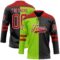 Custom Black Red Neon Green-White Split Fashion Hockey Lace Neck Jersey