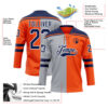 Custom Orange Navy Gray-White Split Fashion Hockey Lace Neck Jersey