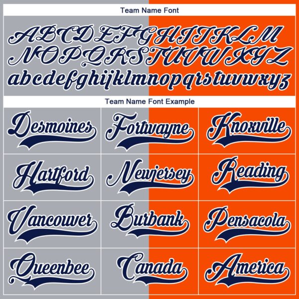 Custom Orange Navy Gray-White Split Fashion Hockey Lace Neck Jersey