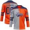 Custom Orange Navy Gray-White Split Fashion Hockey Lace Neck Jersey