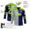 Custom Navy Neon Green Gray-White Split Fashion Hockey Lace Neck Jersey