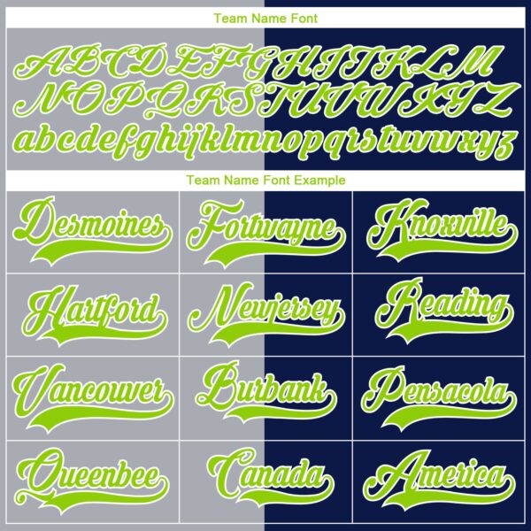 Custom Navy Neon Green Gray-White Split Fashion Hockey Lace Neck Jersey