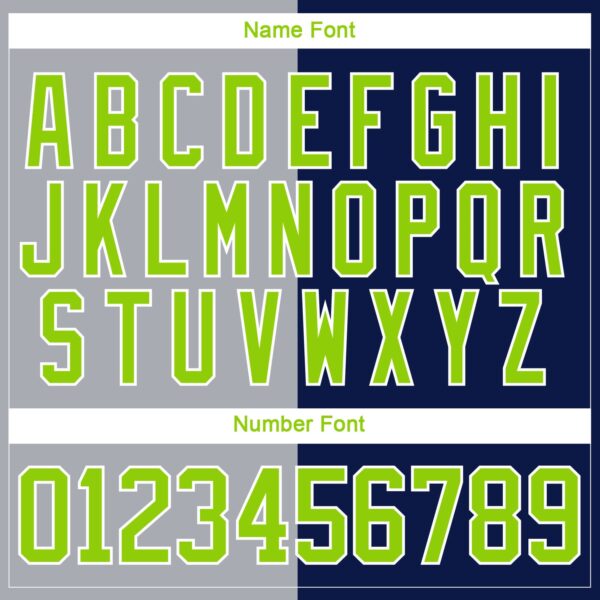 Custom Navy Neon Green Gray-White Split Fashion Hockey Lace Neck Jersey