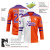 Custom Orange Purple-White Split Fashion Hockey Lace Neck Jersey