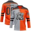 Custom Orange Black Gray-White Split Fashion Hockey Lace Neck Jersey
