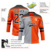 Custom Orange Black Gray-White Split Fashion Hockey Lace Neck Jersey