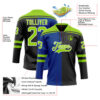 Custom Black Neon Green Royal-White Split Fashion Hockey Lace Neck Jersey