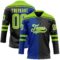 Custom Black Neon Green Royal-White Split Fashion Hockey Lace Neck Jersey
