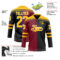 Custom Black Gold Crimson-White Split Fashion Hockey Lace Neck Jersey