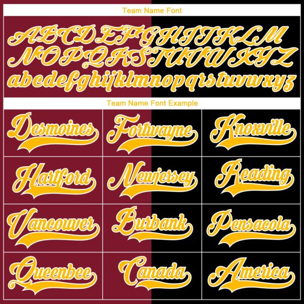 Custom Black Gold Crimson-White Split Fashion Hockey Lace Neck Jersey