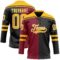 Custom Black Gold Crimson-White Split Fashion Hockey Lace Neck Jersey
