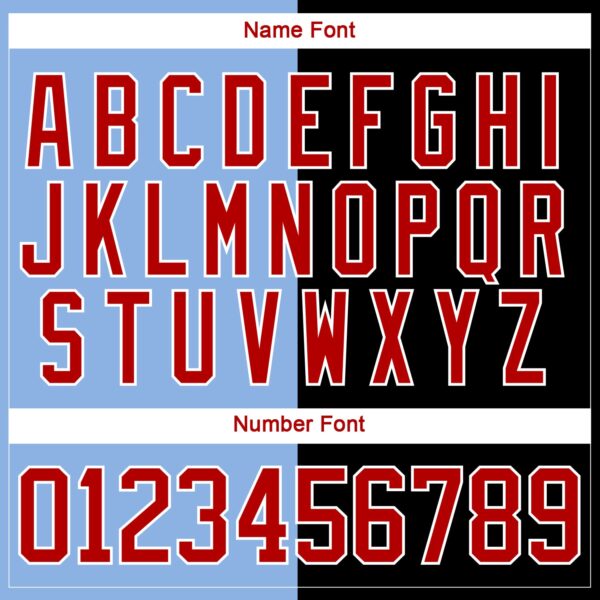 Custom Black Red Light Blue-White Split Fashion Hockey Lace Neck Jersey