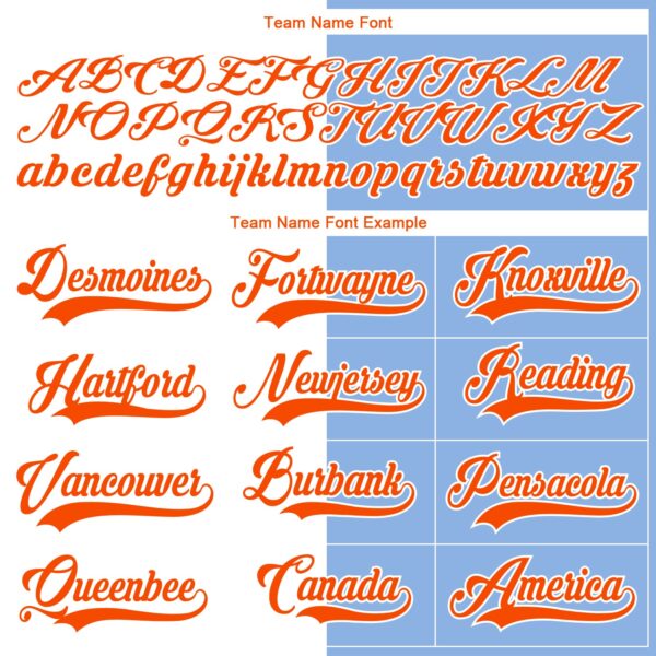 Custom Light Blue Orange-White Split Fashion Hockey Lace Neck Jersey