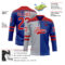 Custom Royal Red Gray-White Split Fashion Hockey Lace Neck Jersey