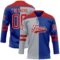 Custom Royal Red Gray-White Split Fashion Hockey Lace Neck Jersey