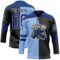 Custom Black Royal Light Blue-White Split Fashion Hockey Lace Neck Jersey