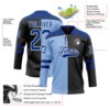 Custom Black Royal Light Blue-White Split Fashion Hockey Lace Neck Jersey