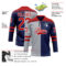 Custom Navy Red Gray-White Split Fashion Hockey Lace Neck Jersey