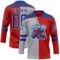 Custom Red Royal Gray-White Split Fashion Hockey Lace Neck Jersey