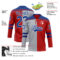 Custom Red Royal Gray-White Split Fashion Hockey Lace Neck Jersey