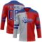Custom Red Royal Gray-White Split Fashion Hockey Lace Neck Jersey
