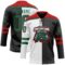 Custom Black Kelly Green White-Red Split Fashion Hockey Lace Neck Jersey