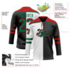 Custom Black Kelly Green White-Red Split Fashion Hockey Lace Neck Jersey