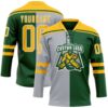 Custom Green Gold Gray-White Split Fashion Hockey Lace Neck Jersey