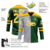 Custom Green Gold Gray-White Split Fashion Hockey Lace Neck Jersey