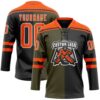 Custom Black Orange Olive-White Split Fashion Hockey Lace Neck Jersey