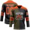Custom Black Orange Olive-White Split Fashion Hockey Lace Neck Jersey