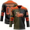 Custom Black Orange Olive-White Split Fashion Hockey Lace Neck Jersey