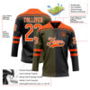 Custom Black Orange Olive-White Split Fashion Hockey Lace Neck Jersey