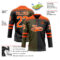 Custom Black Orange Olive-White Split Fashion Hockey Lace Neck Jersey
