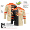 Custom Cream Black-Orange Split Fashion Hockey Lace Neck Jersey