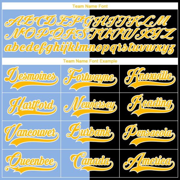 Custom Black Gold Light Blue-White Split Fashion Hockey Lace Neck Jersey