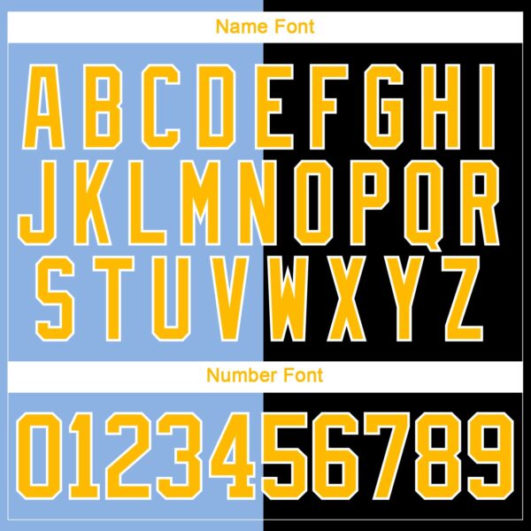 Custom Black Gold Light Blue-White Split Fashion Hockey Lace Neck Jersey